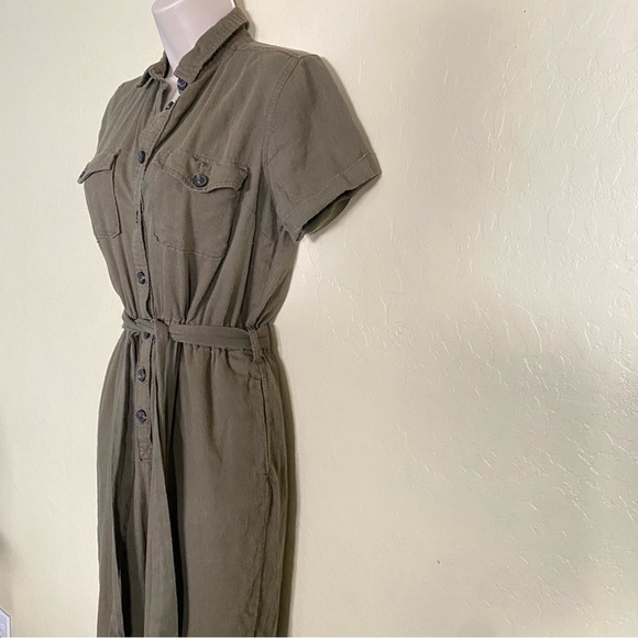 SO Olive Green utility Jumpsuit with Elastic Waist and Short Sleeves Size S - Picture 5 of 9